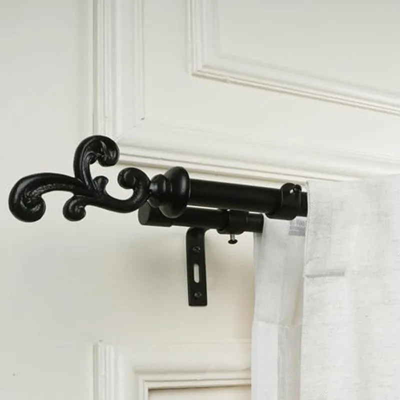 Andalus Extendable 1" Double Curtain Rod With Abstract Finial & Brackets media 4