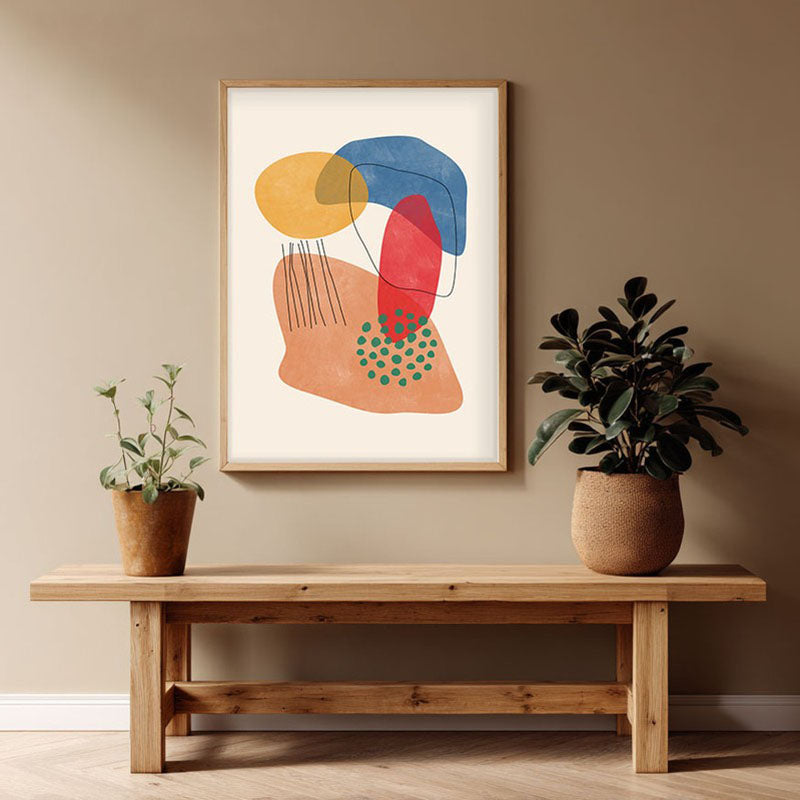 Splash Of Summer Framed Canvas Archival Canvas Wall Painting - Natural Brown Frame