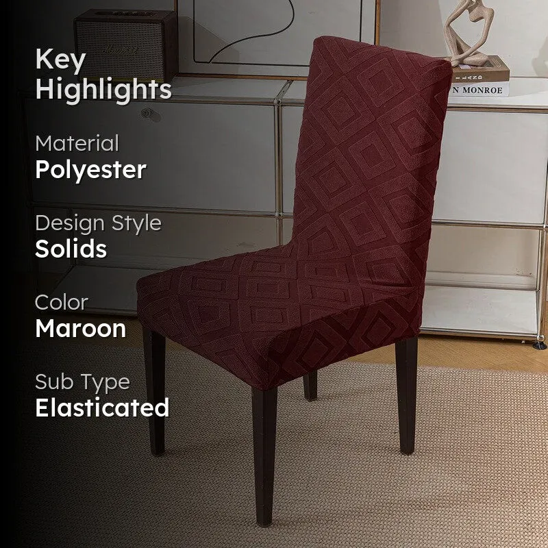 Diamante Jacquard Chair Cover - Maroon media 2