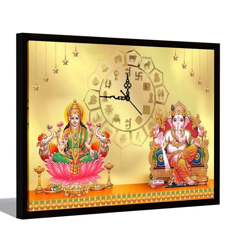 Lakshmi Ganesh Wall Art With Clock media 4