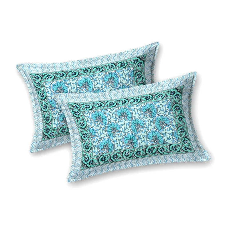 Rangva Cotton Bedsheet (Blue,White) - 240 TC media 4