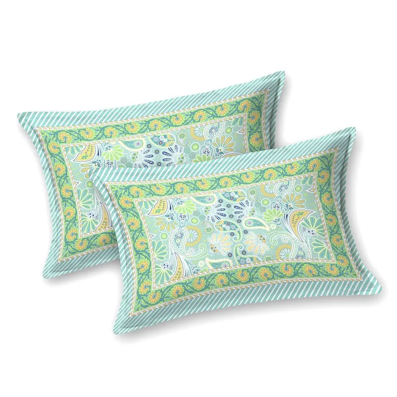 Royal Pattern Cotton Bedsheet (Blue,Green,White) - 120 TC media 3