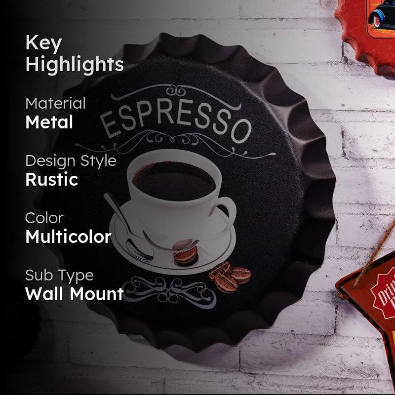 Espresso Bottle Cap Metal Wall Accent media 2