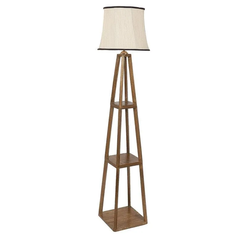 Blace Netima Wooden Floor Lamp With Shelf - Cream media 4