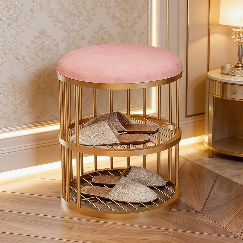 Modern Metal Shoe Rack - Gold,Pink media 4