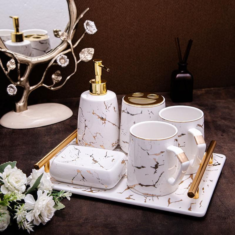 Goldira Galore White Bathroom Set - Six Piece Set media 4