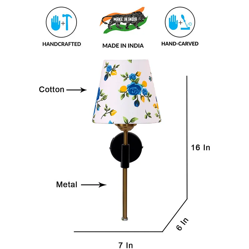 Beryll Printed Steel & Cotton Wall Lamp - Blue media 6