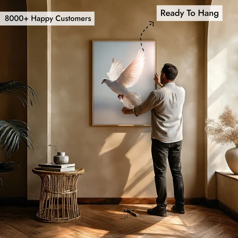 Wings of Peace Archival Paper Wall Painting With Brown Frame media 5
