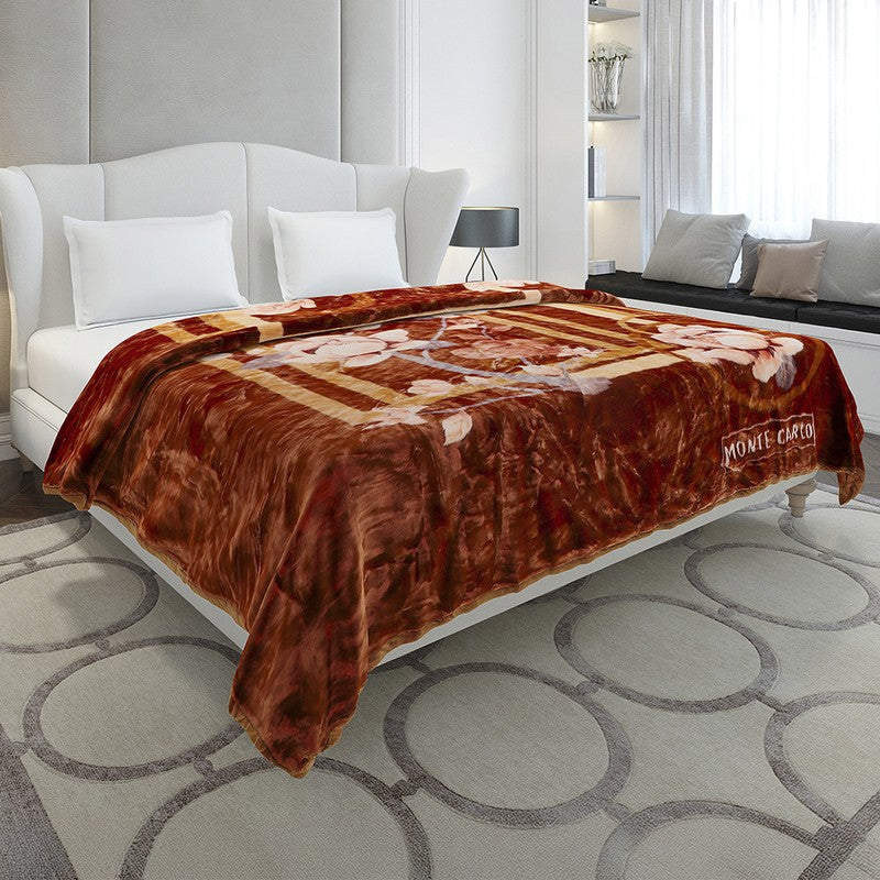 Monte Carlo Autumn Embrace Blanket (Brown,Beige) - 852 GSM