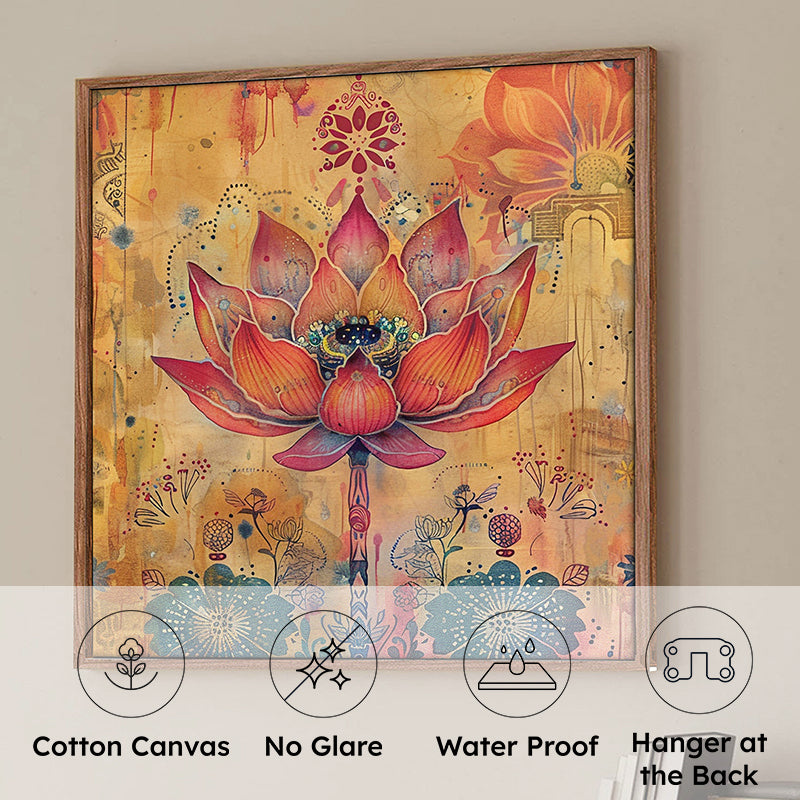 Lotus Meditation Wall Art With Frame - Brown media 8