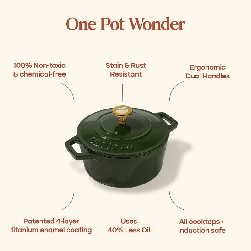Cumin Co Enamel Cast Iron Cooking Pot (1200 mL) - Green media 4