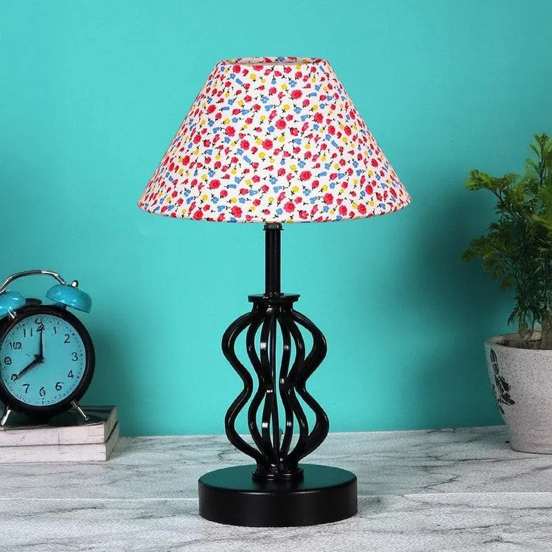 Floral Iggly Wiggly Fabric Table Lamp - Multicolor media 3