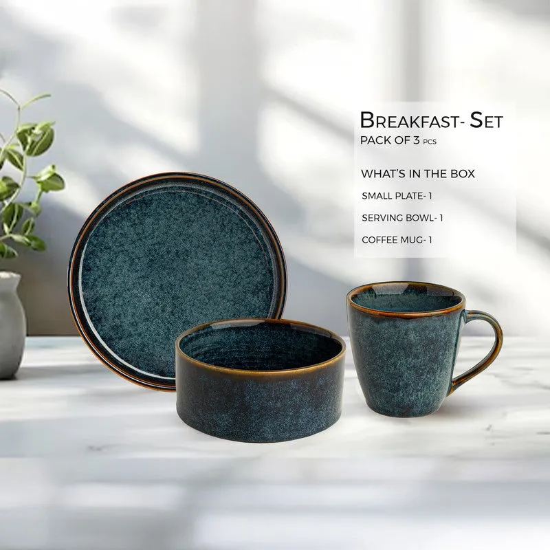 Whimsi Ceramic Breakfast Set (Blue) - Three Piece Set media 4