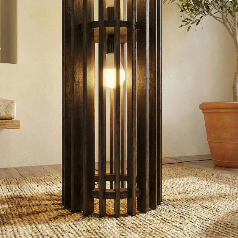 Divinit Wooden Slat Floor Lamp media 4