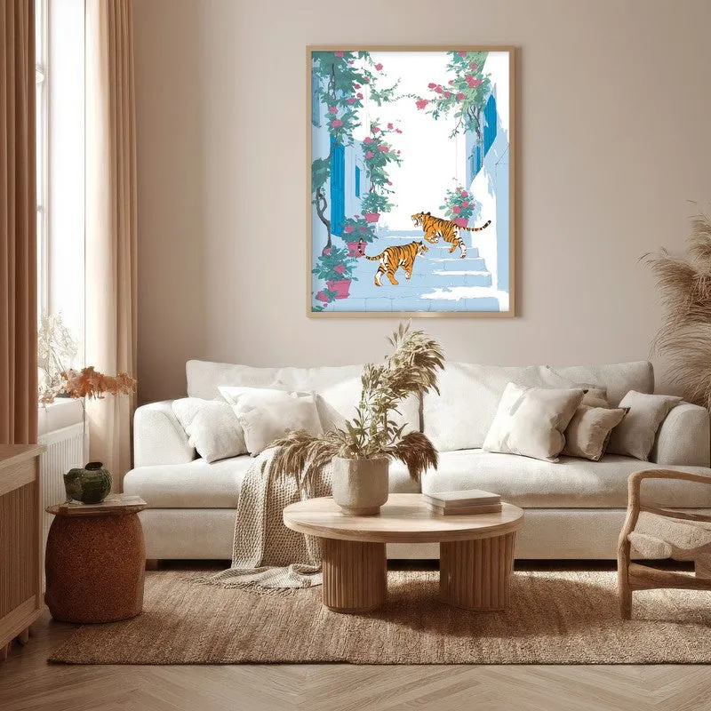 Feline Grace Canvas Wall Painting - Brown Frame media 5