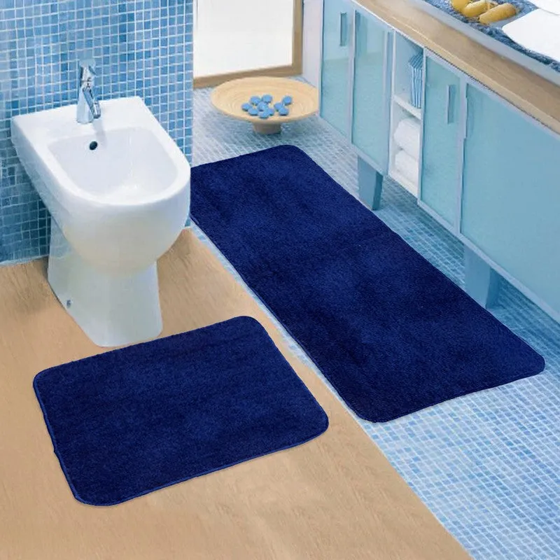 Minimal Mist Microfiber Bath Mats (Blue) - Set of Two media 1