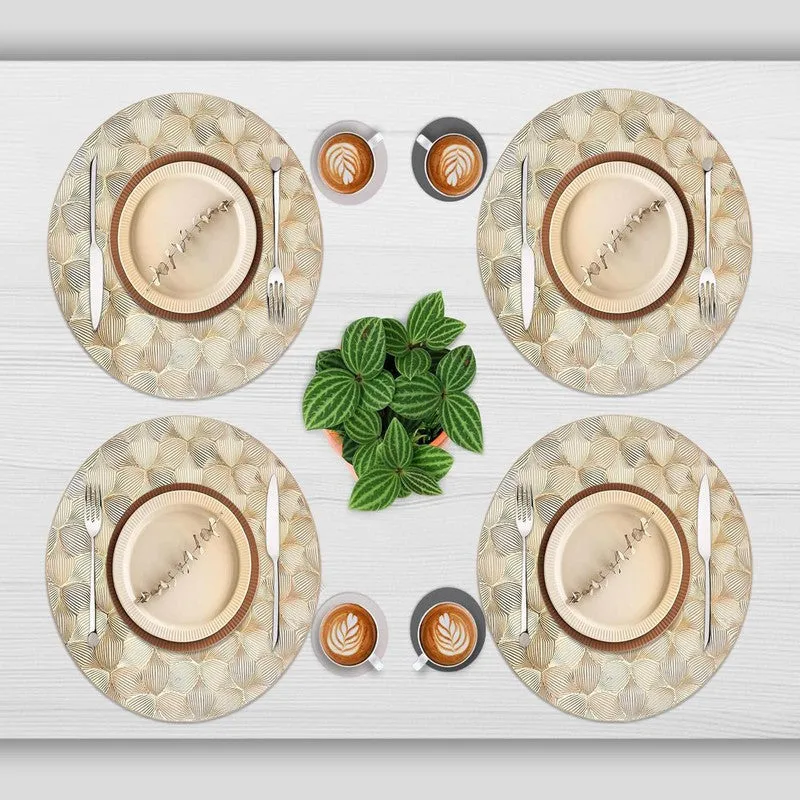 Maruva Golden Round PVC Table Mats - Set Of Four media 3