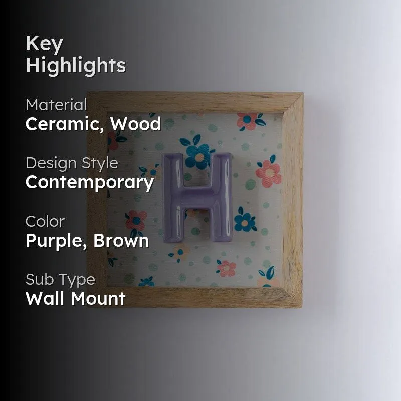 (H) Mini Mottled Mono Ceramic & Wooden Wall Accent - Purple media 2