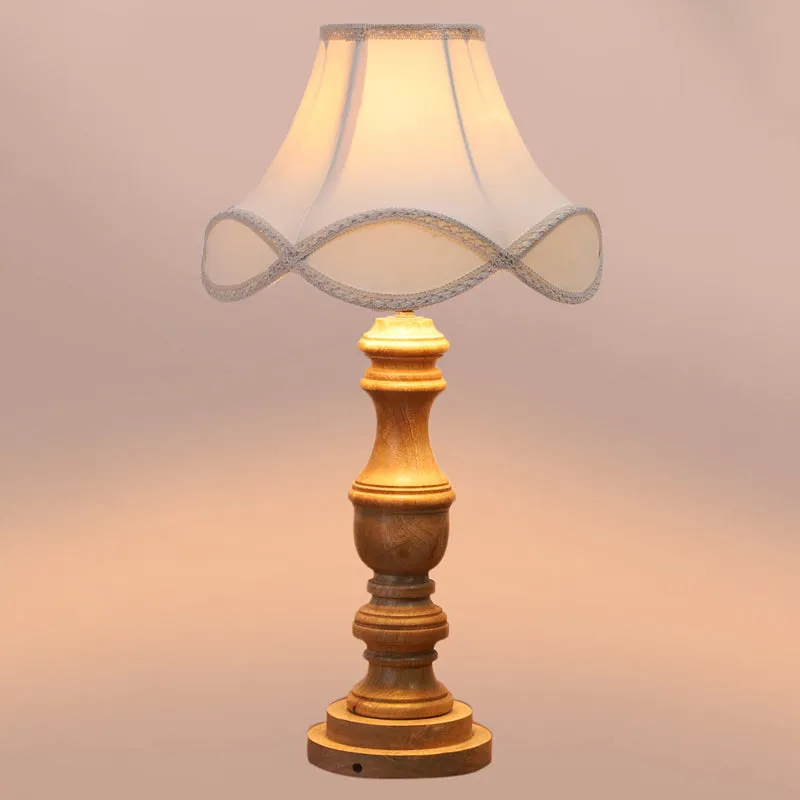 Valencia Arc Carve Wooden Table Lamp - Off White,Brown media 4