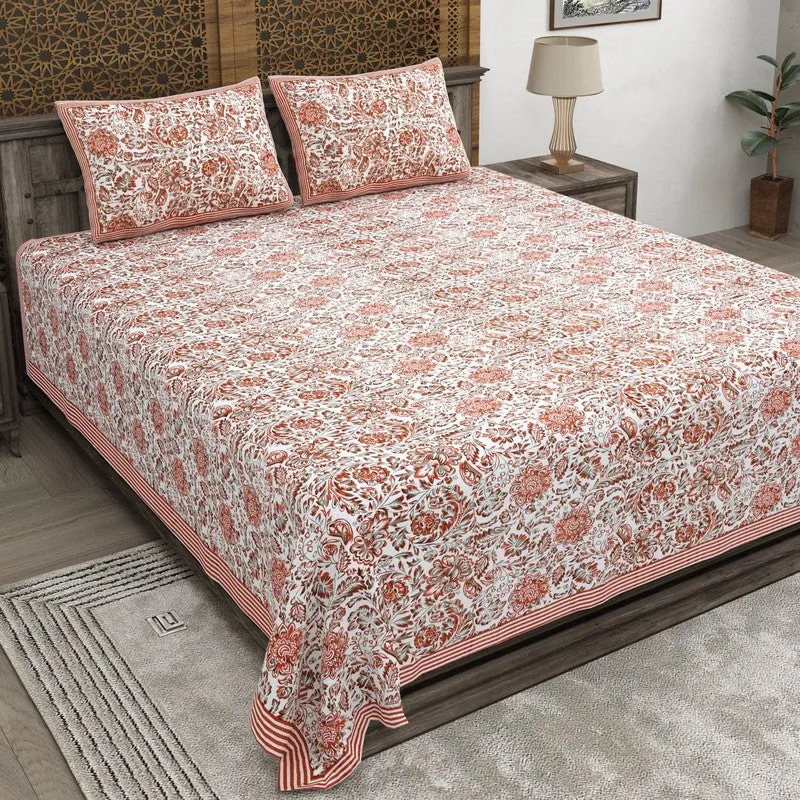 Patterna Cotton Bedsheet (Rust) - 240 TC media 1