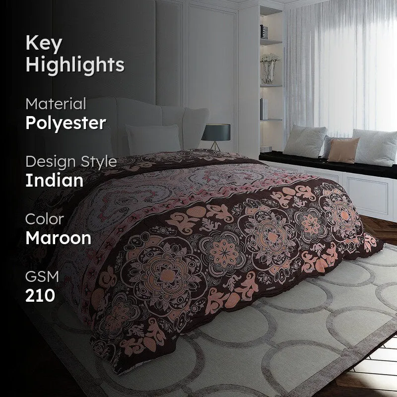 Monte Carlo Pixelweave Ethnic Print Polyester Duvet Covers (Maroon) - 210 GSM media 2