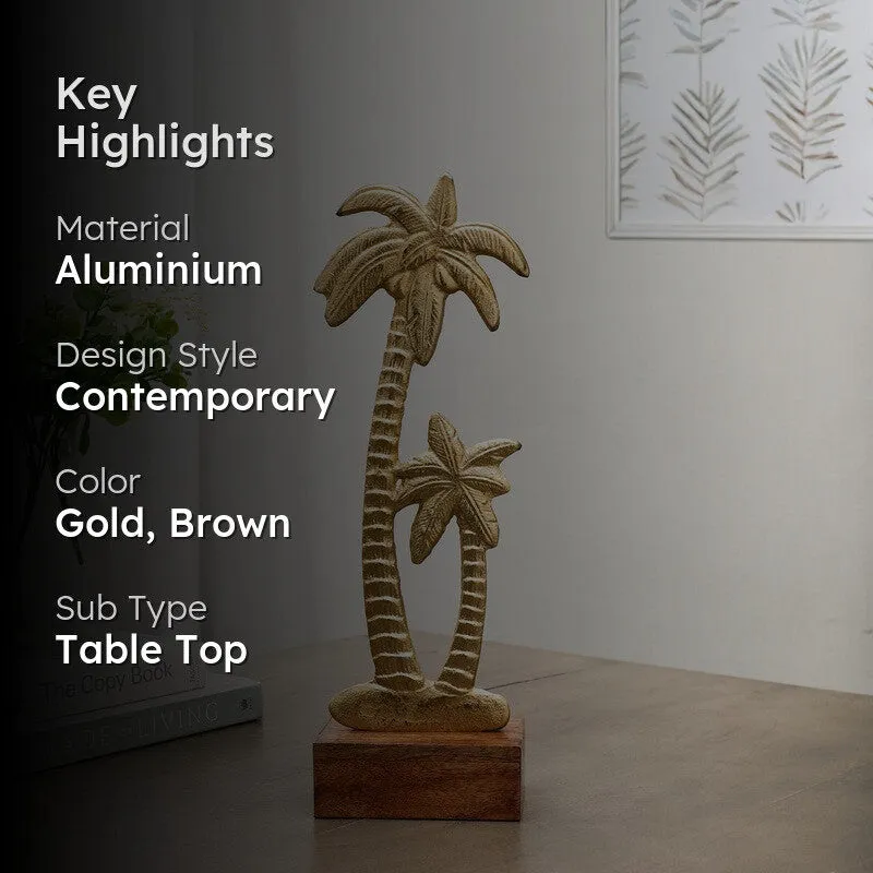 Shadow Palm Tree Aluminium Showpiece - Gold media 2