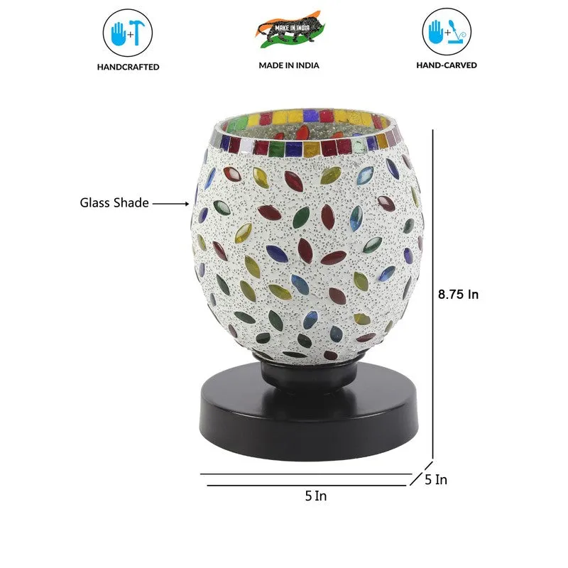 Flameora Mosaic Glass Table Lamp With Wooden Base - Multicolor media 8