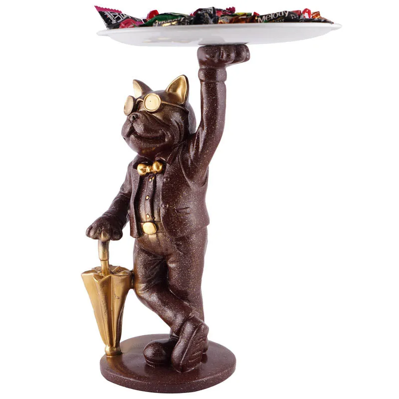 Dapper Cat Painted Polyresin Show Piece - Coffee media 5