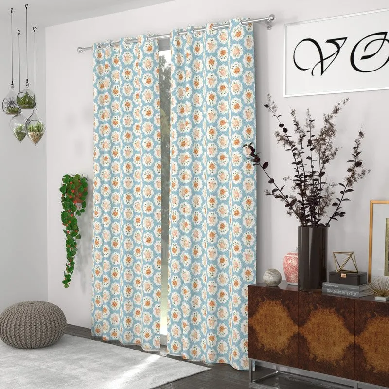 Petal Enchant Drape Curtains (Blue) - Set of Two media 3
