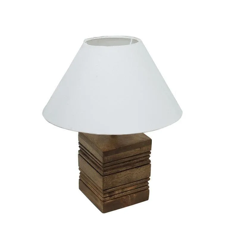 Snow Cube Fabric Table Lamp - White,Brown media 4