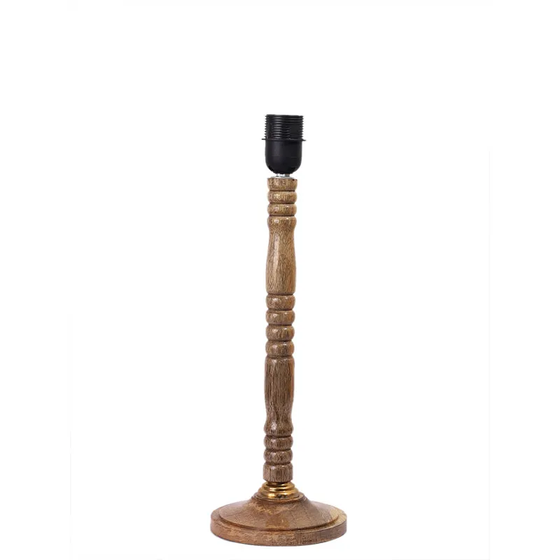 Glow Mesa Table Lamp With Carved Wooden Base - Yellow,Brown media 4