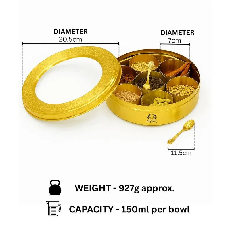 Seara Brass Masala Box with Conatiners - Eight Piece Set media 10