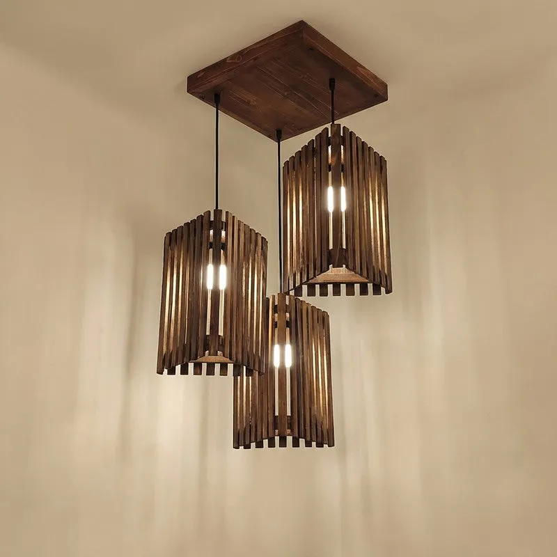 CageAura Illume Wooden Ceiling Lamp - Beige media 4