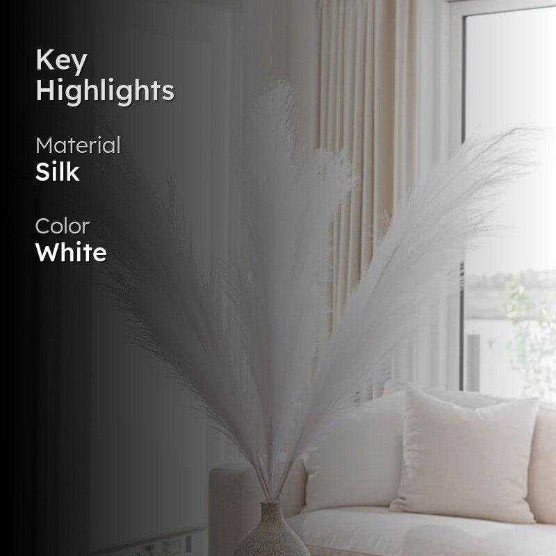 Faux Comet Pampas Grass (White) - Set Of Four media 2