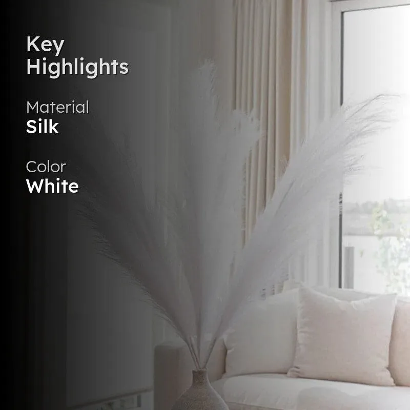 Faux Comet Pampas Grass (White) - Set Of Four media 2