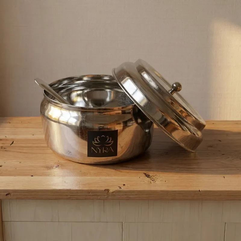 Jivara Stainless Steel Ghee Pot with Spoon - (150 ML) media 3