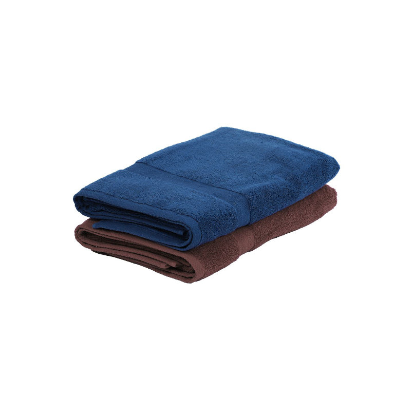 Miorah Bath Towel (Blue & Brown) - Set Of Two media 5