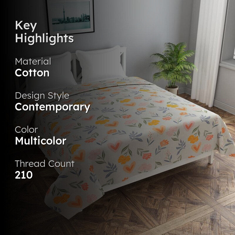 Funky Florals Cotton Duvet Cover - 210 TC media 2