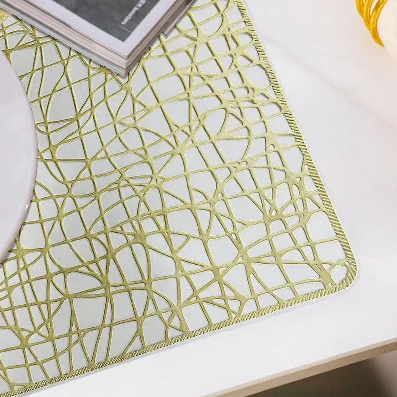 Auralin Golden Rectangle PVC Table Mats - Set Of Four media 3
