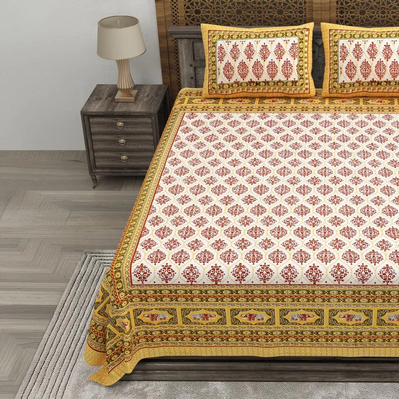 Gardenet Cotton Bedsheet (Maroon,Yellow) - 240 TC media 3