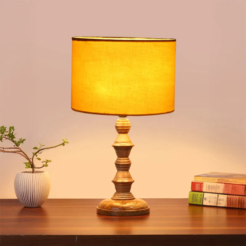 Cotin I Timber Wooden Table Lamp - Yellow,Brown media 2