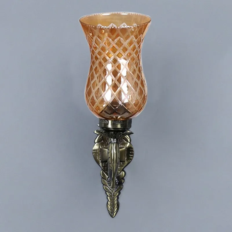 Honey Glow Scroll Amber Glass Wall Lamp media 7
