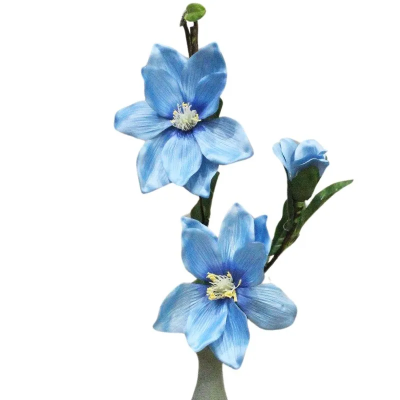 Artificial Magnolia Flower Stick - Blue,Green media 5
