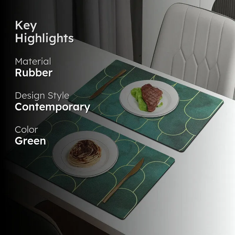 Emerald Green Rectangle Rubber Table Mats - Set Of Two media 2