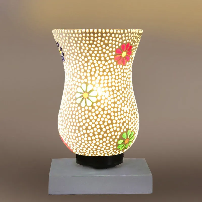 Luxyn Mosaic Glass Table Lamp With Wooden Base - Multicolor media 7