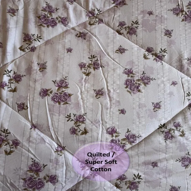 Fleuris Cotton Comforters (White,Purple) - 350 GSM media 4