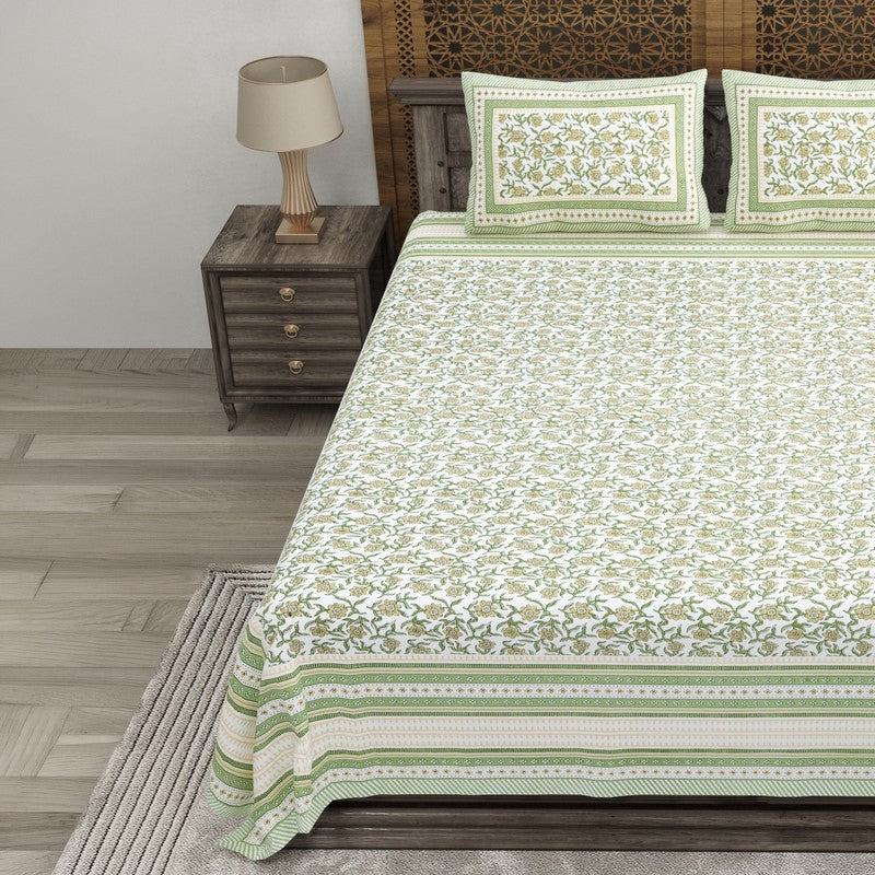 Crafto Cotton Bedsheet (Green) - 240 TC media 3