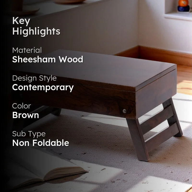 Nverox Sheesham Wooden Side & Bedside Table - Brown media 2