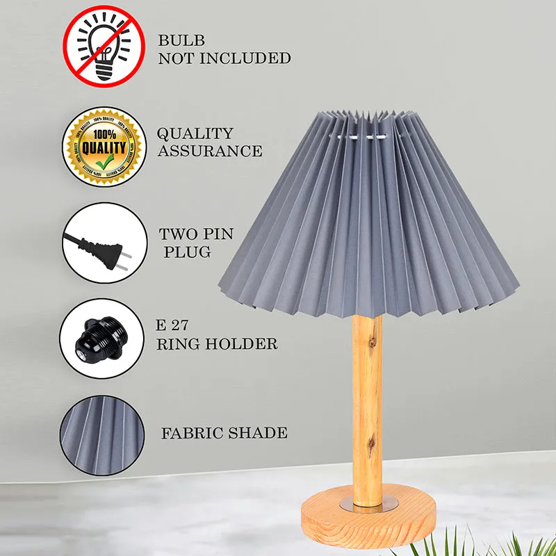 French Pleat Wooden Table Lamp - Grey,Brown media 5
