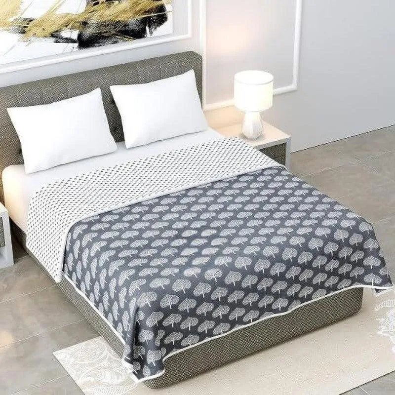 Akshat Ethnic Reversible Cotton Dohar (Grey) - 180 GSM media 4